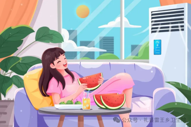 摄图网_402509774_夏天在空调屋里休息吃西瓜的女孩插画(企业商用).jpg